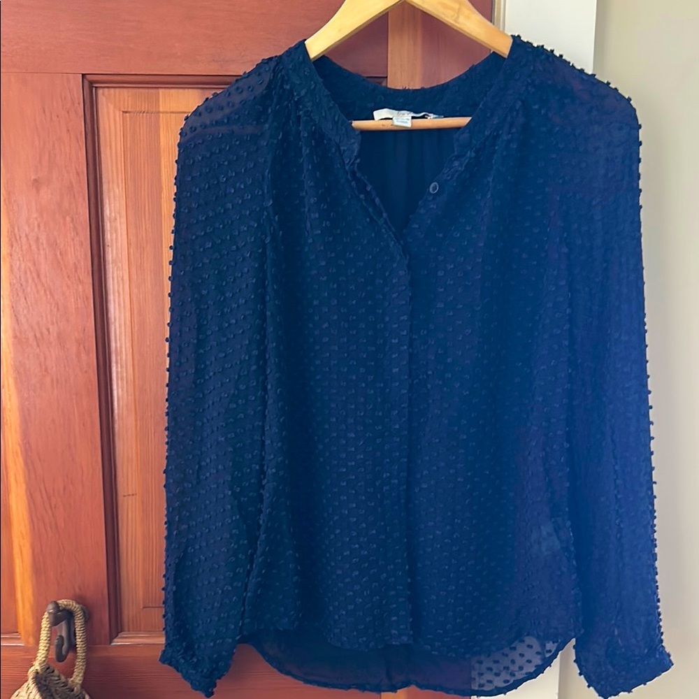 Boden Navy Silk Blouse